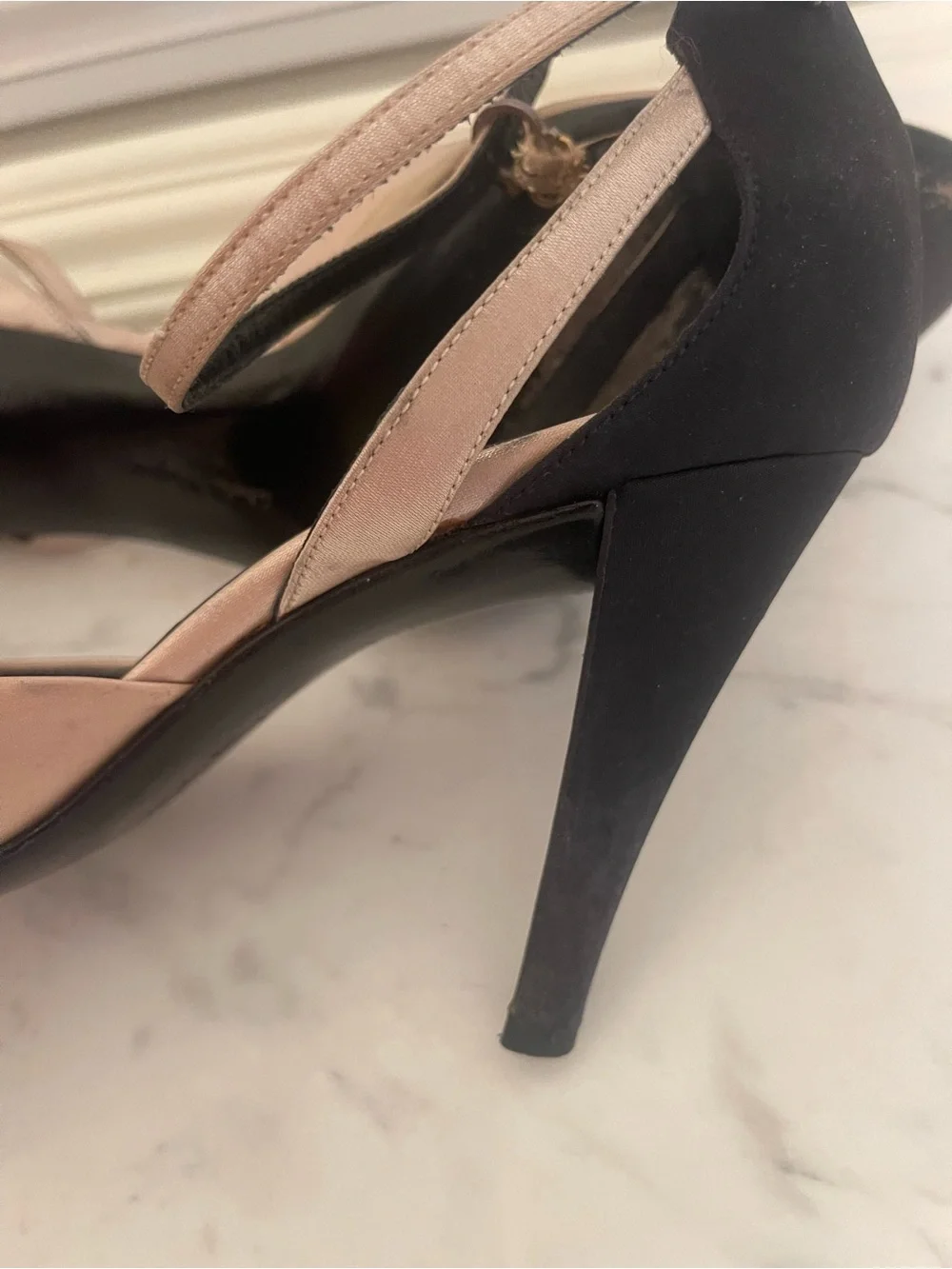Salvatore Ferragamo Two-Tone Beige and Black Ankle-Strap Pumps
